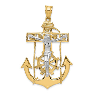 14k Yellow and White Gold Mariners Crucifix Pendant C1419
