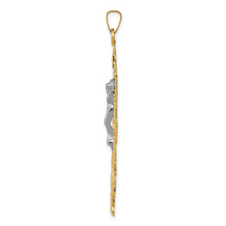 14k Yellow and White Gold Cara Vaca Crucifix Pendant C1427