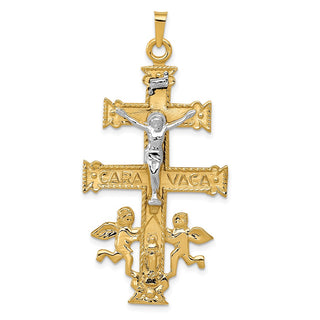 14k Yellow and White Gold Cara Vaca Crucifix Pendant C1427