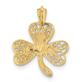 14k Yellow Gold Filigree Shamrock Pendant