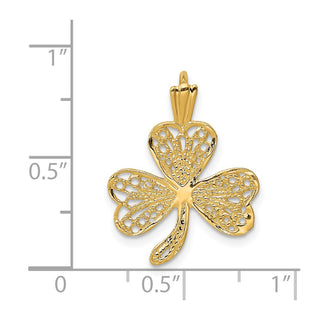 14k Yellow Gold Filigree Shamrock Pendant