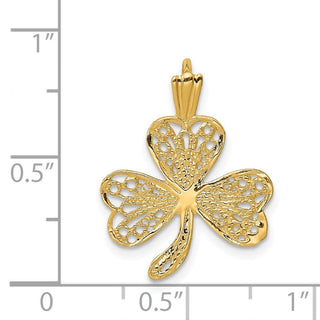 14k Yellow Gold Filigree Shamrock Pendant