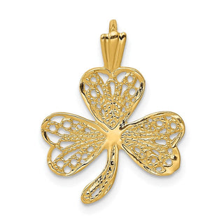 14k Yellow Gold Filigree Shamrock Pendant