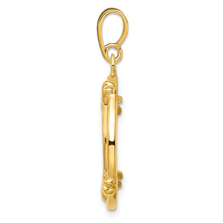 14k Yellow Gold 16.5mm Double Spoke Prong Coin Bezel Pendant - Fits 1/10 oz American Eagle and 1/10 oz Krugerrand