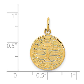 14k Yellow Gold Satin and Polished Communion Charm