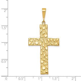 14k Yellow Gold Nugget-Style Cross Pendant C1464