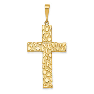 14k Yellow Gold Nugget-Style Cross Pendant C1464