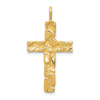 14k Yellow Gold Nugget-Style Cross Pendant C1480