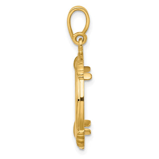 14k Yellow Gold 16.5mm Polished w/ Satin Shell Spokes Prong Coin Bezel Pendant - Fits 1/10 oz American Eagle and 1/10 oz Krugerrand