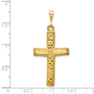 14k Yellow Gold Diamond-Cut Cross Pendant
