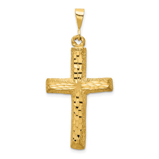 14k Yellow Gold Diamond-Cut Cross Pendant