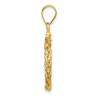 14k Yellow Gold 3mm Wheat Chain Screw Top 14mm Coin Bezel Pendant - Fits 1/20 oz Maple Leaf and Other Coins
