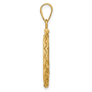 14k Yellow Gold 3mm Wheat Chain Screw Top 16mm Coin Bezel Pendant - Fits 1/10 oz Maple Leaf, Maple Leaf, and Other Coins