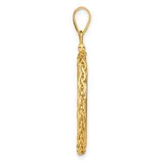 14k Yellow Gold 3mm Wheat Chain Screw Top 22mm Coin Bezel Pendant - Fits 1/4 oz American Eagle and Other Coins