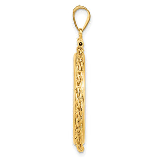 14k Yellow Gold 3mm Wheat Chain Screw Top 25.0mm Coin Bezel Pendant - Fits 1/2 oz Maple Leaf and Other Coins