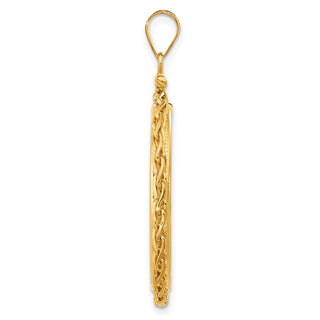 14k Yellow Gold 3mm Wheat Chain Screw Top 27mm Coin Bezel Pendant - Fits 1/2 oz American Eagle, US $10 Liberty, and Other Coins
