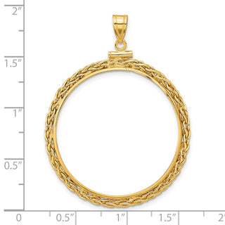 14k Yellow Gold 3mm Wheat Chain Screw Top 32mm Coin Bezel Pendant - Fits 1 oz Australian Nugget, 1 oz Kangaroo, 1 oz Panda, and Other Coins
