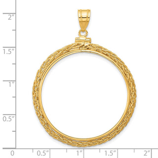 14k Yellow Gold 3mm Wheat Chain Screw Top 34.2mm Coin Bezel Pendant - Fits US $20 Liberty and US $20 St. Gaudens