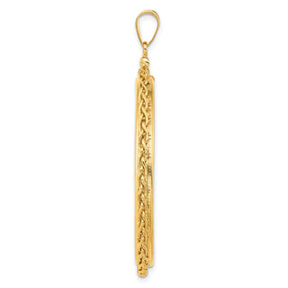 14k Yellow Gold 3mm Wheat Chain Screw Top 37mm Coin Bezel Pendant - Fits 50 Pesos and Centenario