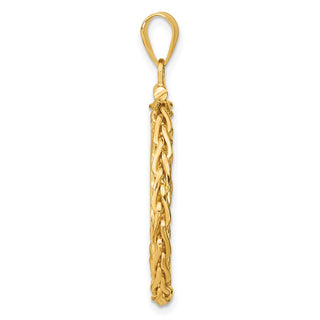 14k Yellow Gold 3.5mm Wheat Chain Screw Top 22mm Coin Bezel Pendant - Fits 1/4 oz American Eagle and Other Coins