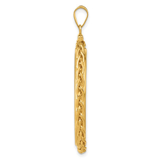 14k Yellow Gold 3.5mm Wheat Chain Screw Top 32mm Coin Bezel Pendant - Fits 1 oz Australian Nugget, 1 oz Kangaroo, 1 oz Panda, and Other Coins