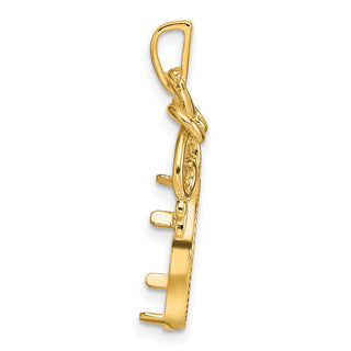 14k Yellow Gold Polished Fancy Filigree Top and Diamond-cut 13.0mm Prong Coin Bezel Pendant - Fits 2 Pesos