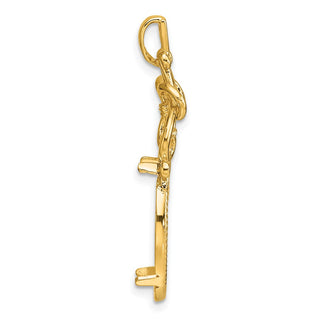 14k Yellow Gold Polished Fancy Filigree Top and Diamond-cut 17.8mm Prong Coin Bezel Pendant - Fits US $2.50 Liberty and Other Coins
