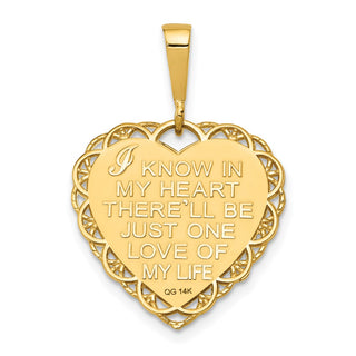 14k Yellow Gold Reversible I Love You Heart Pendant