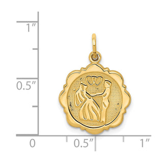 14k Yellow Gold Bride and Groom Charm w/ Textured Back