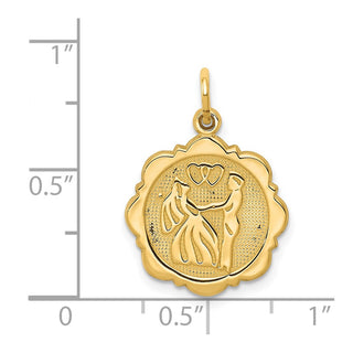 14k Yellow Gold Bride and Groom Charm w/ Textured Back