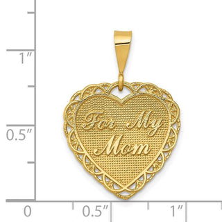14k Yellow Gold Reversible FOR MY MOM Pendant