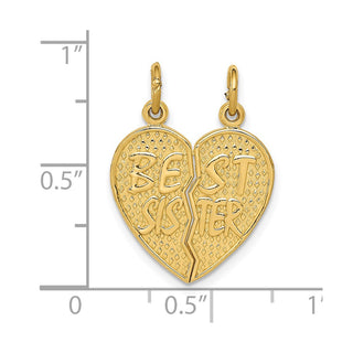 14k Yellow Gold Best Sister Break-Apart Charm
