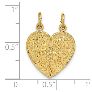 14k Yellow Gold Best Sister Break-Apart Charm