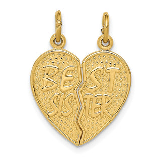 14k Yellow Gold Best Sister Break-Apart Charm