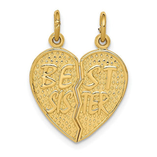 14k Yellow Gold Best Sister Break-Apart Charm