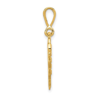 14k Yellow Gold Reversible FOR MY DAUGHTER Heart Pendant C1701