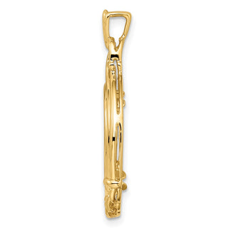 14k Yellow Gold Fancy 16.5mm Wheat Bottom Prong Coin Bezel Pendant - Fits 1/10 oz American Eagle and 1/10 oz Krugerrand