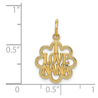 14k Yellow Gold I Love Nana Charm