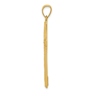 14k Yellow Gold Diamond-Cut and Satin Cross Pendant