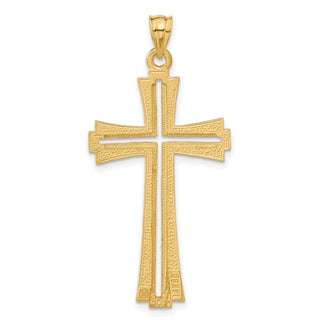 14k Yellow Gold Diamond-Cut and Satin Cross Pendant