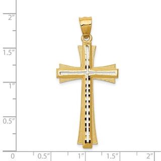 14k Yellow Gold Diamond-Cut and Satin Cross Pendant