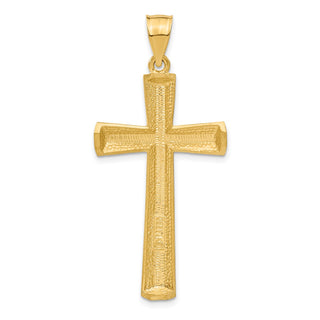 14k Yellow Gold Satin and Diamond-Cut Cross Pendant C173