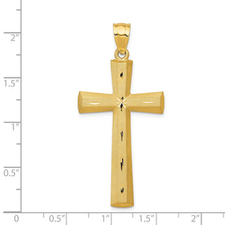 14k Yellow Gold Satin and Diamond-Cut Cross Pendant C173