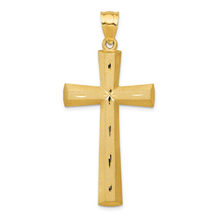 14k Yellow Gold Satin and Diamond-Cut Cross Pendant C173