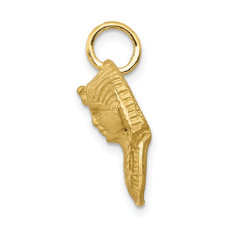 14k Yellow Gold Satin Diamond-Cut King Tut Charm