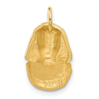 14k Yellow Gold Satin Diamond-Cut King Tut Charm
