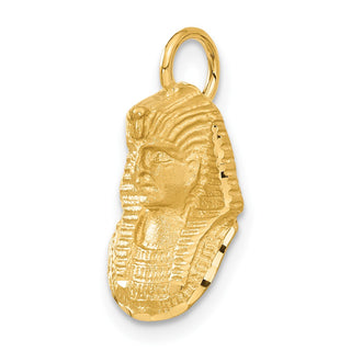 14k Yellow Gold Satin Diamond-Cut King Tut Charm