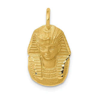 14k Yellow Gold Satin Diamond-Cut King Tut Charm