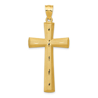 14k Yellow Gold Satin and Diamond-Cut Cross Pendant C173