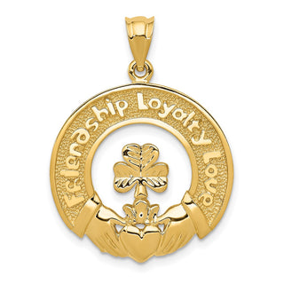 14k Yellow Gold Claddagh Leaf Pendant